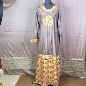 VINTAGE 1980'S Ethnic Hippie No Label‎ Embroidered and Beaded Maxi Dress